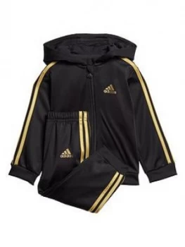 Adidas Infants Shiny Full Zip Hood J, Black, Size 0-3 Months