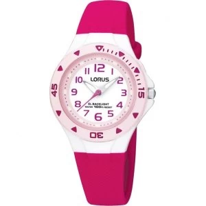 Lorus R2339DX9 Chidrens Analogue Watch - Pink with White Dial