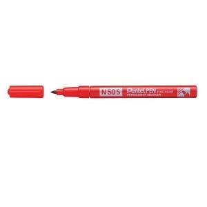 Pentel N50S-B Fine Tip Bullet Marker Pen Red Pack 12 59074PE