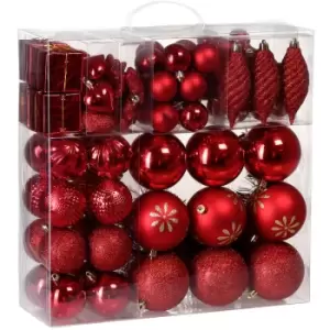 Christmas Tree Baubles Set of 103 Pieces Xmas Balls Decoration Ornaments Indoor Outdoor Red