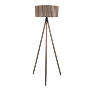 154cm Soft Grey Wooden Tripod Floor Lamp
