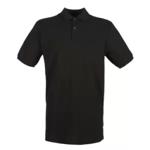 Henbury Mens Modern Fit Cotton Pique Polo Shirt (4XL) (Black)