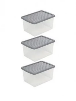 Wham Set Of 3 Plastic Crystal Storage Boxes ; 16 Litres Each