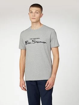 Ben Sherman Signature Flock T-Shirt - Grey, Size S, Men