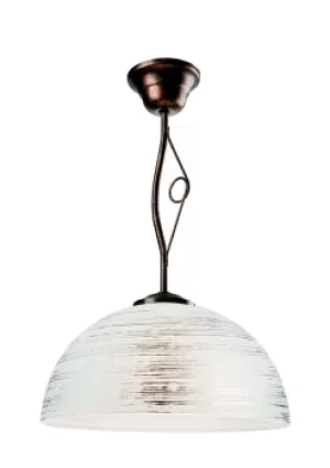 Emilio Dome Pendant Ceiling Lights With Glass Shade, Brown, 1x E27