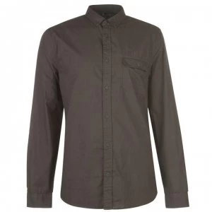 Label Lab Cormac Grandad Collar Poplin Shirt - Khaki