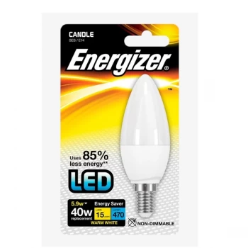 Energizer E14 Warm White Blister Pack Candle 5.2w 470lm