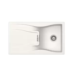 Single Bowl Inset White Granite Kitchen Sink with Reversible Drainer - Rangemaster Schock Waterfall D-100