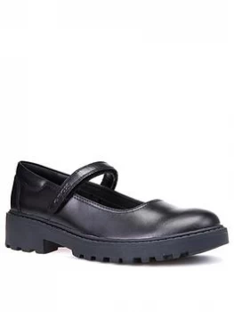 Geox Casey Leather Mary Jane School Shoes - Black, Size 2 Older