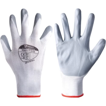 104-MAT Matrix F Grip Palm-side Coated Grey/White Gloves - Size 10