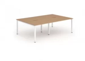 B2B White Frame Bench Desk 1200 Oak (4 Pod)