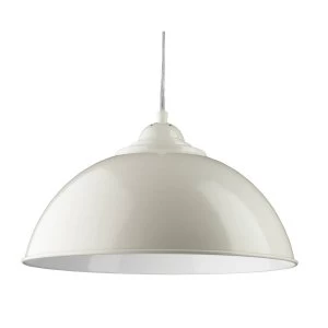 1 Light Dome Ceiling Pendant Cream with Metal Shade, E27