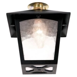 1 Light Outdoor Flush Ceiling Lantern Black