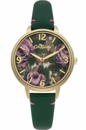 Ladies Cath Kidston Oxford Rose Bottle Green Leather Strap Watch CKL001NG