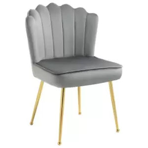 Homcom Accent Chair Velvet Touch Vanity Chair With Gold Tone Metal Legs Grey