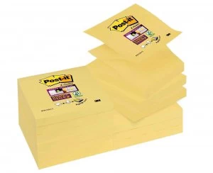Post it Super Sticky Z Notes Canary Yellow 76x76mm Pack of 12