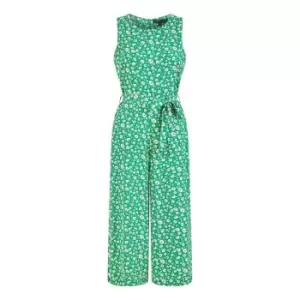 Mela London Green Daisy Print Culotte Jumpsuit - Green