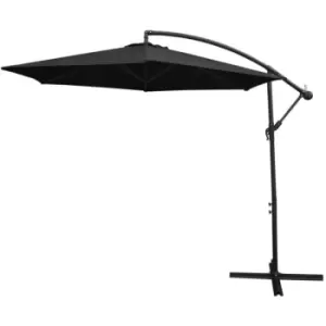 Monster Shop - 3m Cantilever Garden Parasol Banana Hanging Umbrella Winding - Black