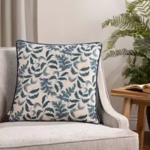 Chatsworth Topiary Piped Cushion Petrol, Petrol / 43 x 43cm / Polyester Filled
