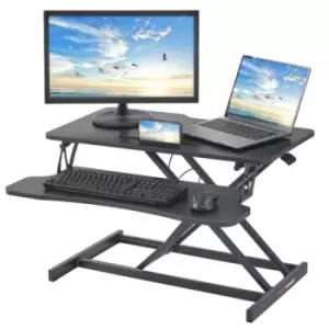 VEVOR Standing Desk Converter, Two-Tier Stand up Desk Riser, 31.5 inch Large Sit to Stand Desk Converter, 5.5-20.1 inch Adjustable Height, for Monitor