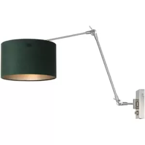 Sienna Lighting - Sienna Prestige Chic Wall Lamp with Shade Steel Brushed, Velor Green