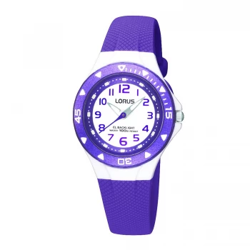 Chidrens Analogue Watch - Purple with White Dial