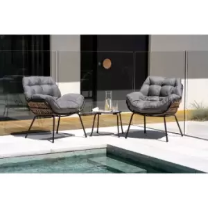 OUT & OUT Cebu 2 Seater Balcony Garden Set with Cushions- Grey