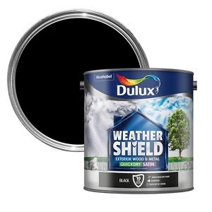 Dulux Weathershield Exterior Quick Dry Black Satin Paint 2.5L