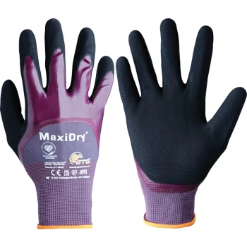 56-425 MaxiDry GP Palm-side Coated Black/Purple Gloves - Size 10