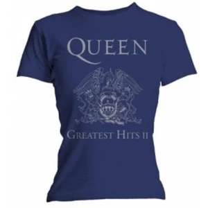 Queen Greatest Hits II Skinny Navy T Shirt: X Large