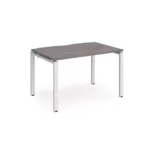 Adapt single desk 1200mm x 800mm - white frame and grey oak top