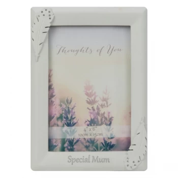 4" x 6" - Thoughts of You Feather Frame with Crystals - Mum