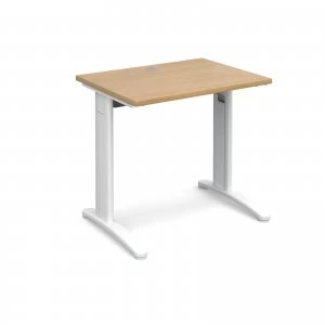 TR10 Straight Desk 800mm x 600mm - White Frame Oak Top
