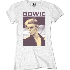 David Bowie - Smoking Womens Large T-Shirt - White