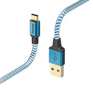 Hama Reflective Charging/Data cable USB Type-C - USB-A 1.5m blue