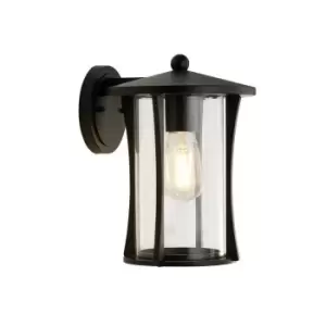 1 Light Outdoor Wall Porch Light - Black With Clear Glass