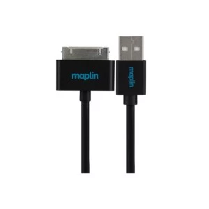 Maplin Premium 30 Pin for Samsung to USB A Male Cable 1.5m Black