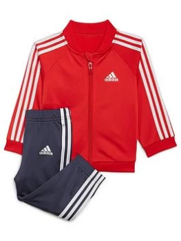 Boys, adidas Infant Unisex 3 Stripe Tricot Tracksuit - Red/Navy, Red/Navy, Size 0-3 Months
