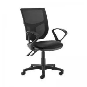 Altino 2 lever high mesh back operators chair with fixed arms - Nero
