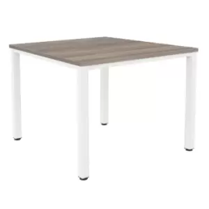 Fraction Infinity Square Grey Oak Meeting Table With White Legs - 140 X 140