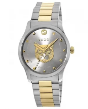 Gucci G-Timeless Silver Dial Two-Tone Stainless Steel Womens Watch YA1264074 YA1264074