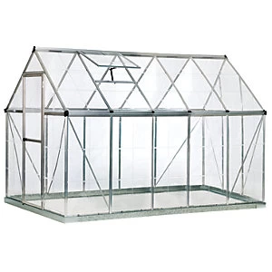 Palram 6 x 10ft Harmony Large Silver Aluminium Apex Greenhouse with Polycarbonate Panels