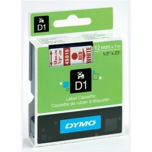 Dymo 45015 Red on White Label Tape 12mm x 7mm