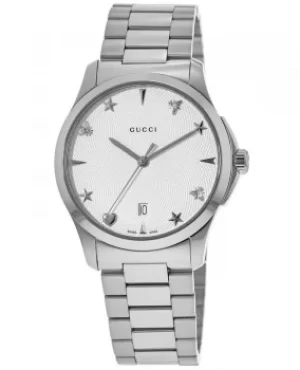 Gucci G-Timeless Silver Dial Stainless Steel Womens Watch YA1264028 YA1264028A