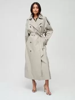 Calvin Klein Oversized Trench Coat - Beige , Green, Size 38, Women