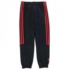 adidas 3 Stripe Fleece Pants - Black/Red