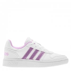 adidas Hoops Court Trainers Junior Girls - White/Lilac