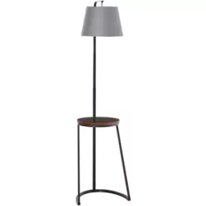 165cm Unique Floor Lamp & Middle Wood Shelf Industrial Style Brown Black - Homcom