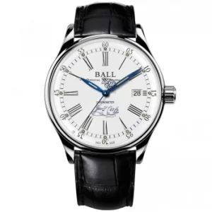 BALL Endeavour Chronometer Automatic White Dial Black Leather Strap Mens Watch NM3288D-LL2CJ-WH