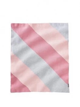 Silver Cross Pink Stripe Knit Blanket